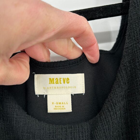 ANTHROPOLOGIE Maeve Black Regina Knit Scoop Neck Short Sleeve Mini Dress Size XS - Picture 8 of 9